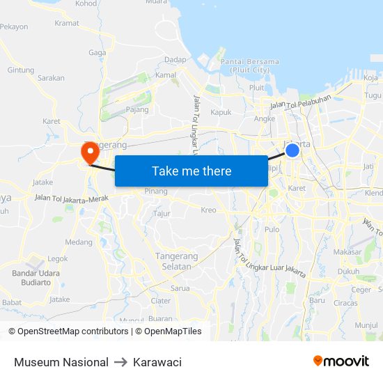 Museum Nasional to Karawaci map