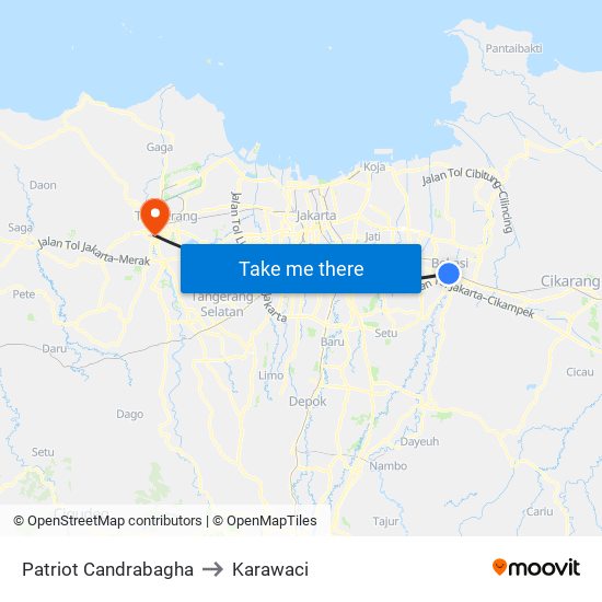 Patriot Candrabagha to Karawaci map