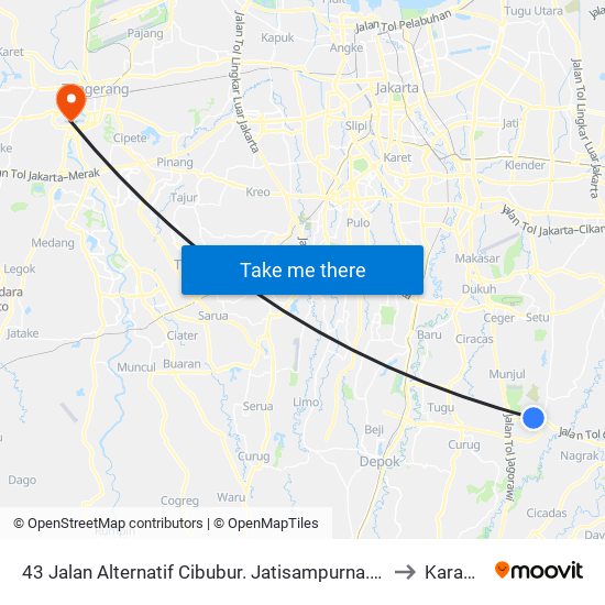 43 Jalan Alternatif Cibubur. Jatisampurna. Kota Bekasi to Karawaci map