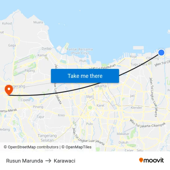 Rusun Marunda to Karawaci map