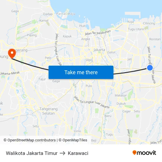 Walikota Jakarta Timur to Karawaci map