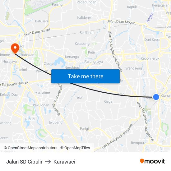 Jalan SD Cipulir to Karawaci map