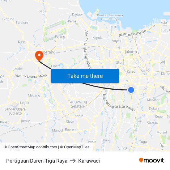 Pertigaan Duren Tiga Raya to Karawaci map