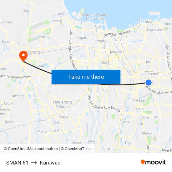 SMAN 61 to Karawaci map