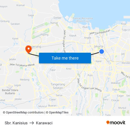 Sbr. Kanisius to Karawaci map