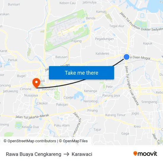 Rawa Buaya Cengkareng to Karawaci map