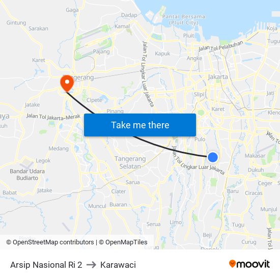 Arsip Nasional Ri 2 to Karawaci map