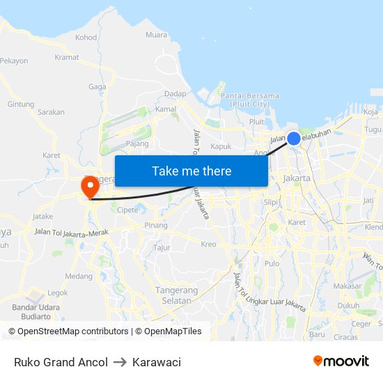 Ruko Grand Ancol to Karawaci map