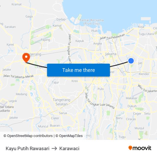 Kayu Putih Rawasari to Karawaci map