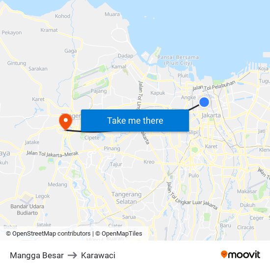 Mangga Besar to Karawaci map