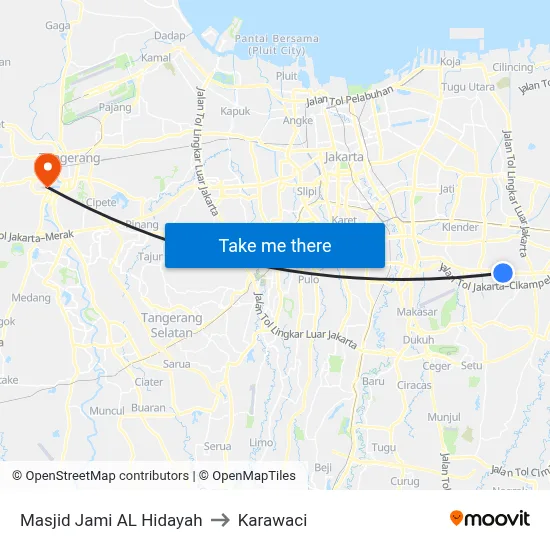 Masjid Jami AL Hidayah to Karawaci map