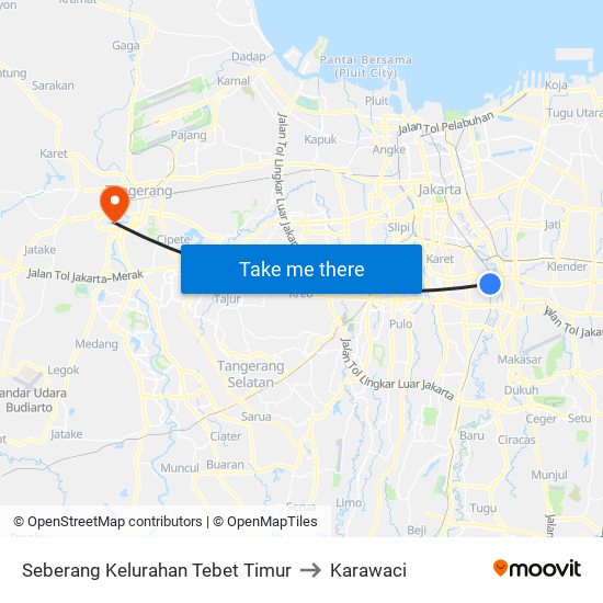 Seberang Kelurahan Tebet Timur to Karawaci map