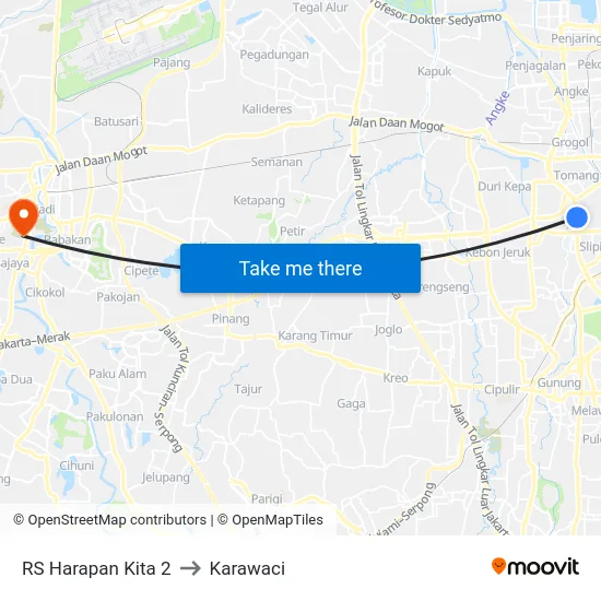 RS Harapan Kita 2 to Karawaci map