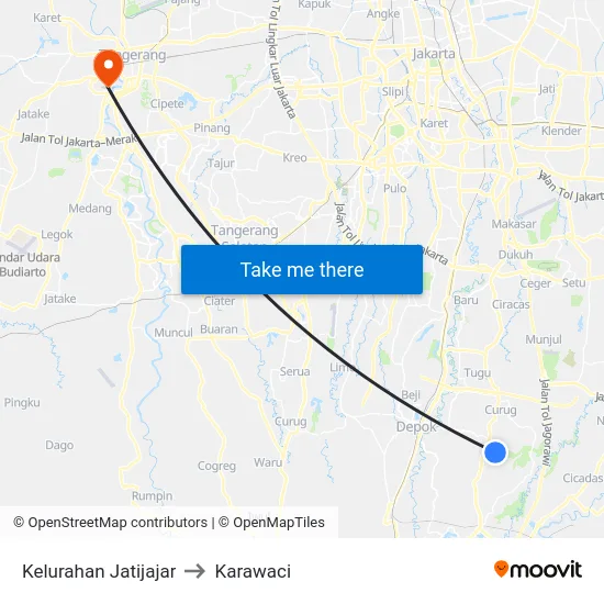 Kelurahan Jatijajar to Karawaci map