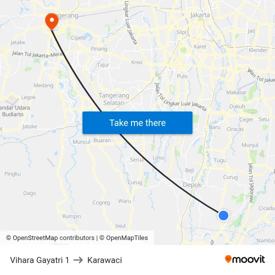 Vihara Gayatri 1 to Karawaci map