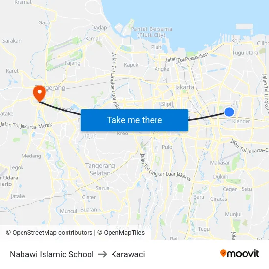 Nabawi Islamic School to Karawaci map