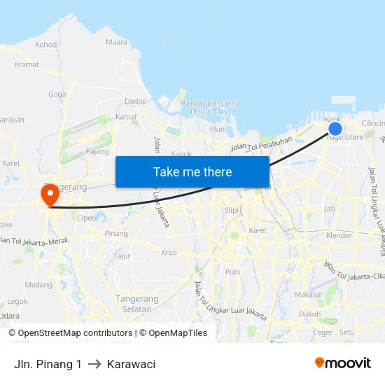 Jln. Pinang 1 to Karawaci map