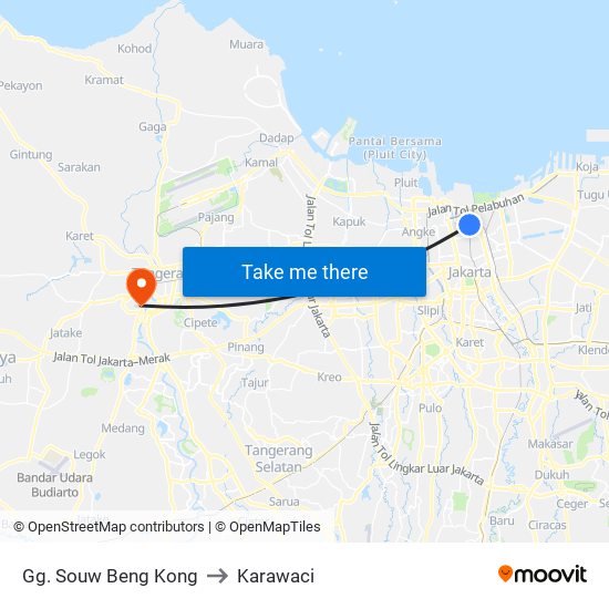 Gg. Souw Beng Kong to Karawaci map