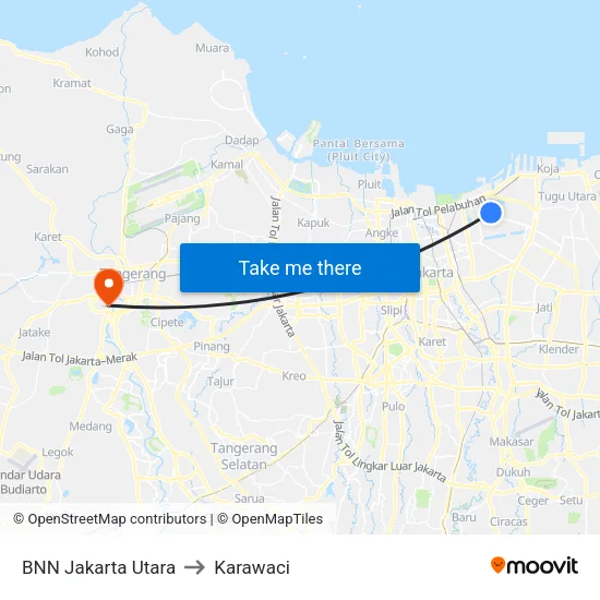 BNN Jakarta Utara to Karawaci map