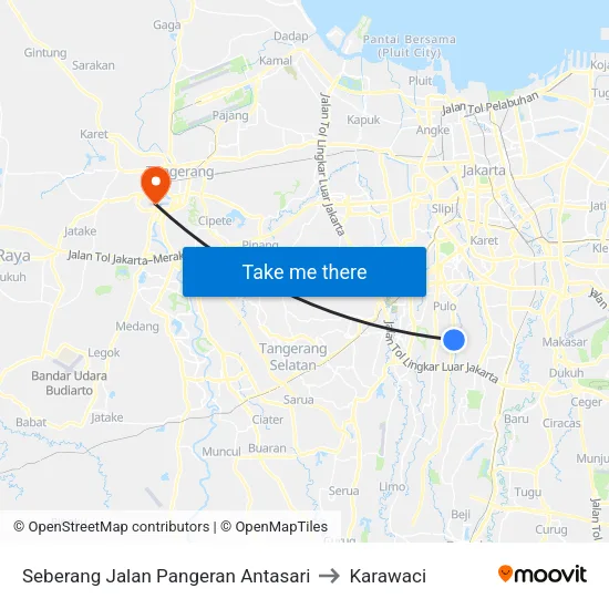 Seberang Jalan Pangeran Antasari to Karawaci map
