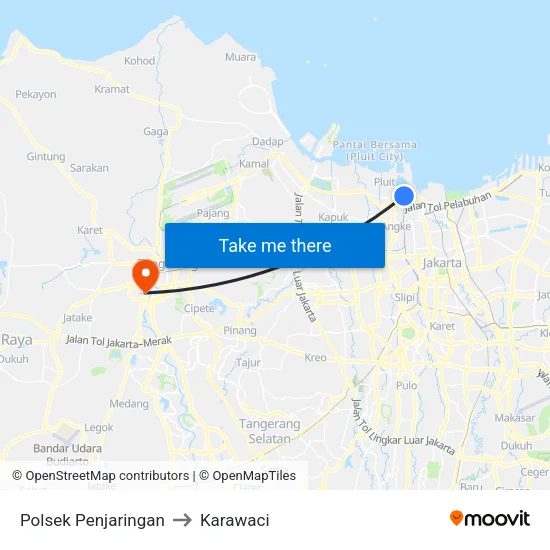 Polsek Penjaringan to Karawaci map