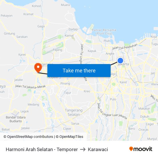 Harmoni Arah Selatan - Temporer to Karawaci map