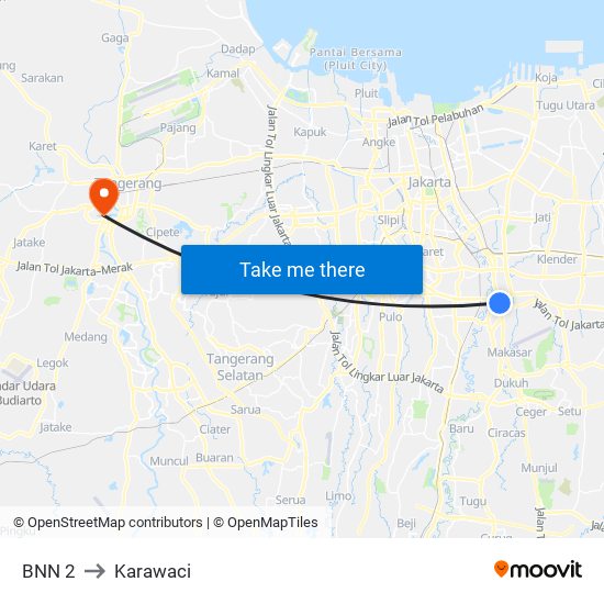 BNN 2 to Karawaci map