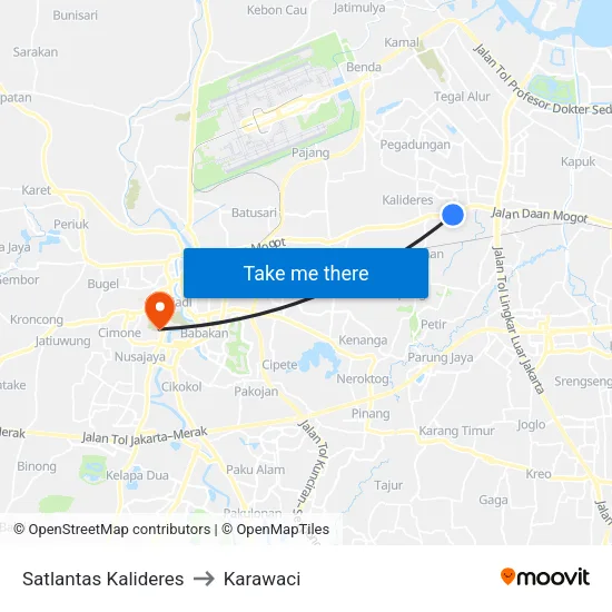 Satlantas Kalideres to Karawaci map