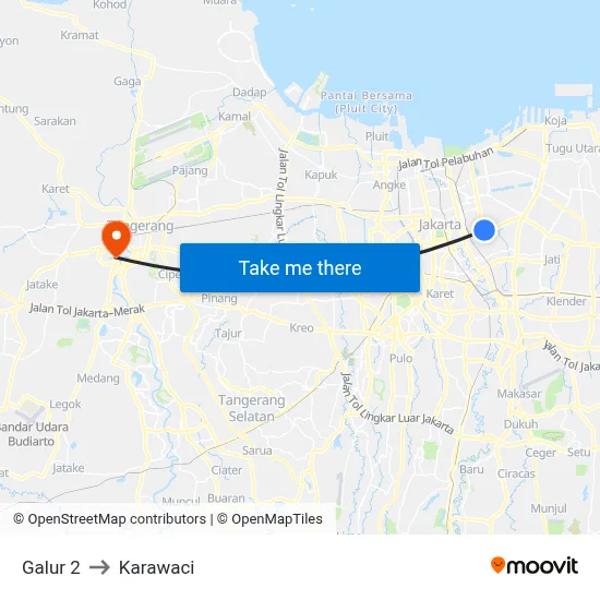 Galur 2 to Karawaci map