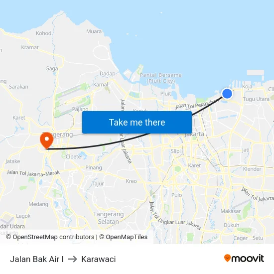 Jalan Bak Air I to Karawaci map