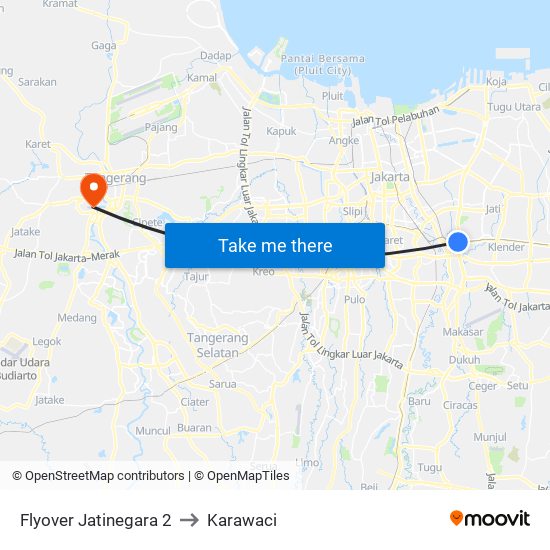 Flyover Jatinegara 2 to Karawaci map