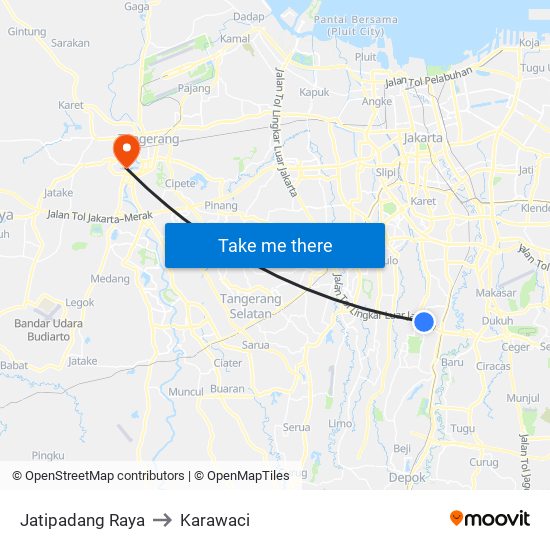 Jatipadang Raya to Karawaci map