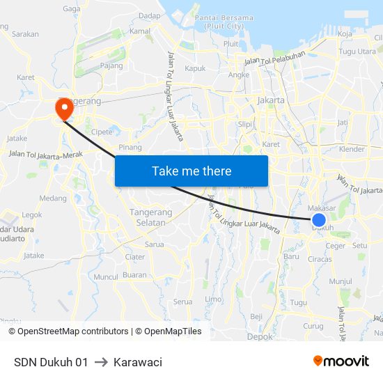 SDN Dukuh 01 to Karawaci map