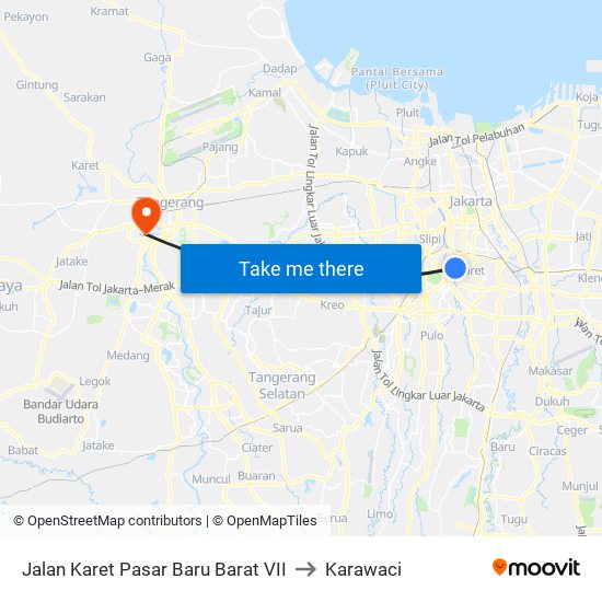 Jalan Karet Pasar Baru Barat VII to Karawaci map