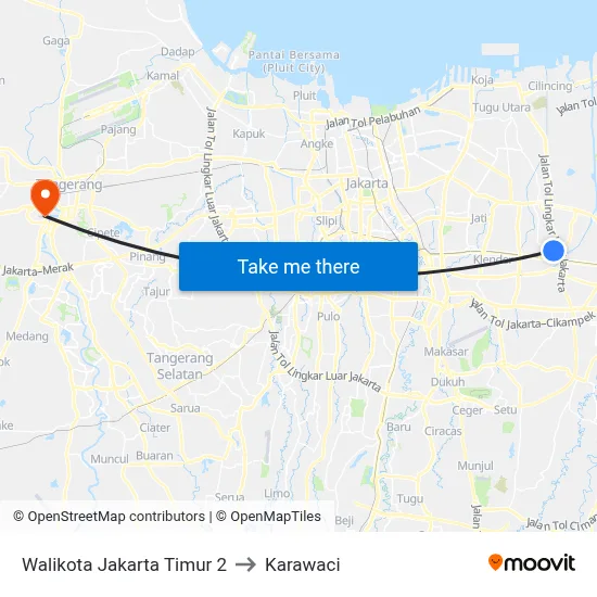 Walikota Jakarta Timur 2 to Karawaci map