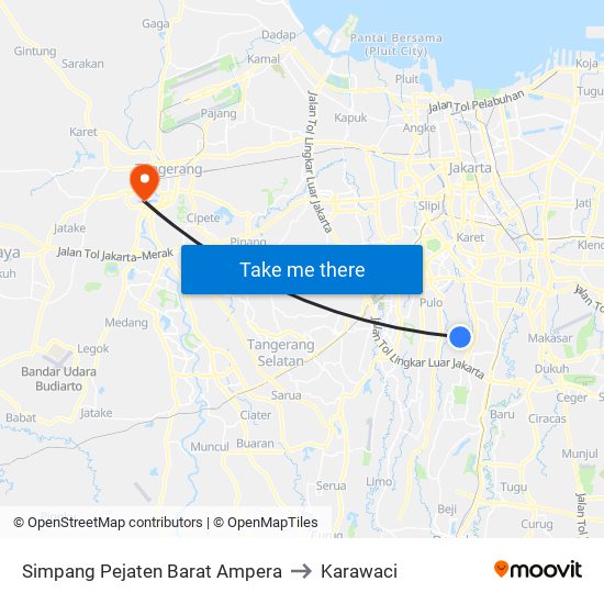 Simpang Pejaten Barat Ampera to Karawaci map