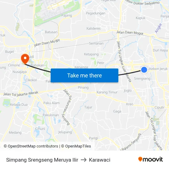 Simpang Srengseng Meruya Ilir to Karawaci map