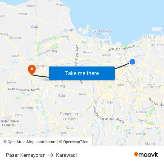 Pasar Kemayoran to Karawaci map
