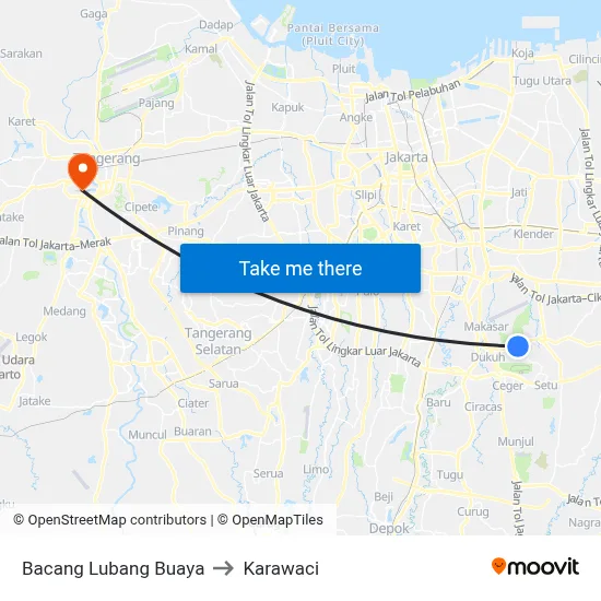 Bacang Lubang Buaya to Karawaci map