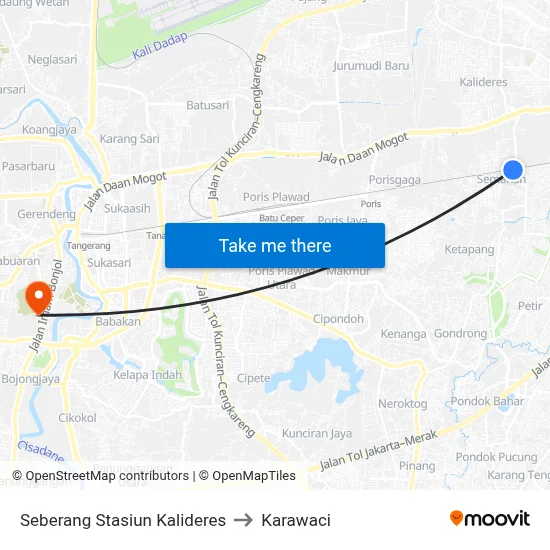 Seberang Stasiun Kalideres to Karawaci map