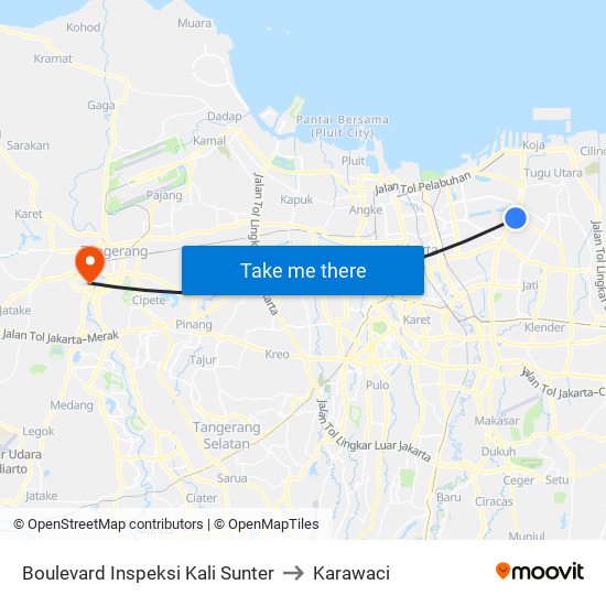 Boulevard Inspeksi Kali Sunter to Karawaci map