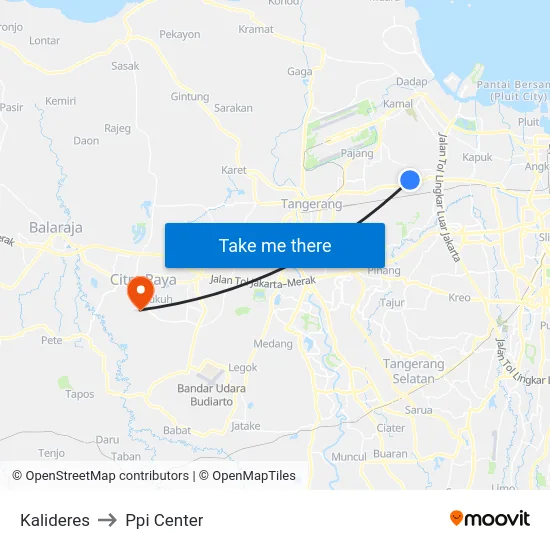 Kalideres to Ppi Center map