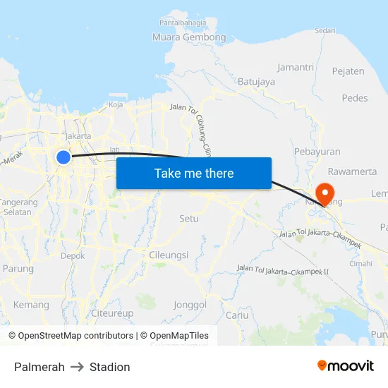 Palmerah to Stadion map