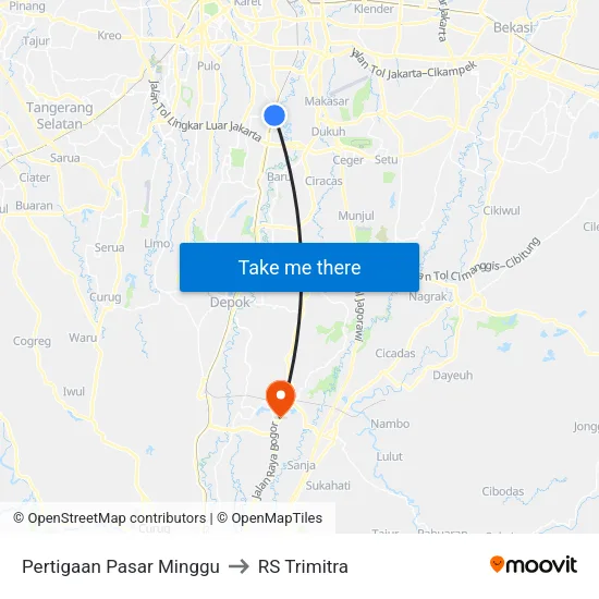 Pertigaan Pasar Minggu to RS Trimitra map