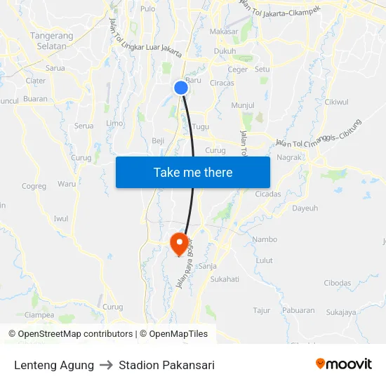Lenteng Agung to Stadion Pakansari map