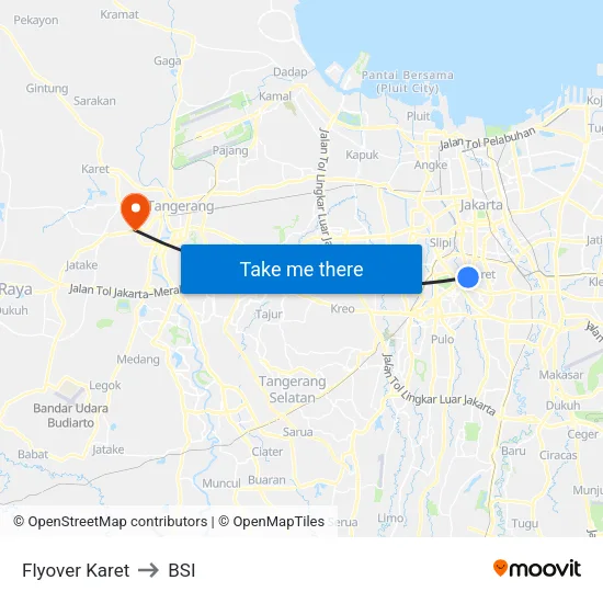 Flyover Karet to BSI map