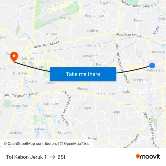 Tol Kebon Jeruk 1 to BSI map