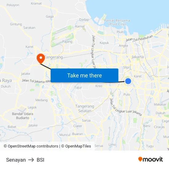 Senayan to BSI map