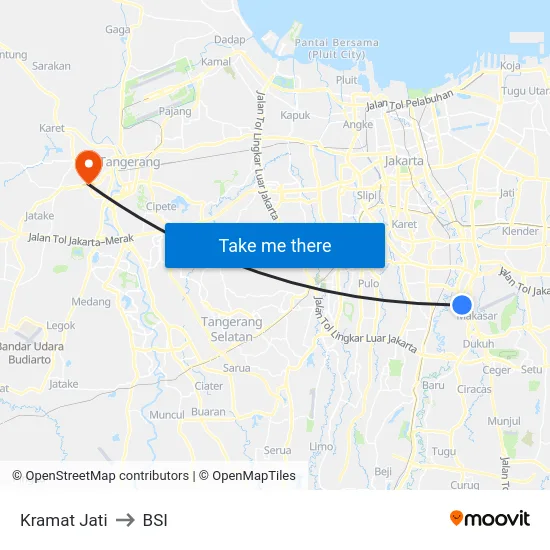 Kramat Jati to BSI map