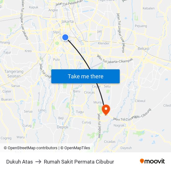 Dukuh Atas to Rumah Sakit Permata Cibubur map